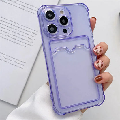 Capa Transparente com Slot para Cartão e Suporte para iPhone