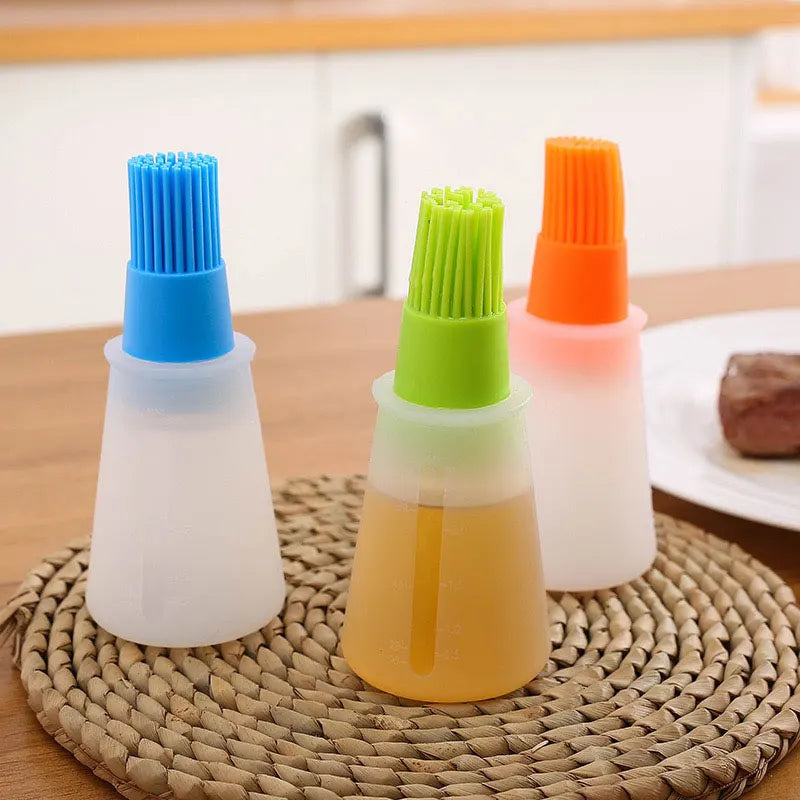 Escova de silicone com recipiente para cozinha