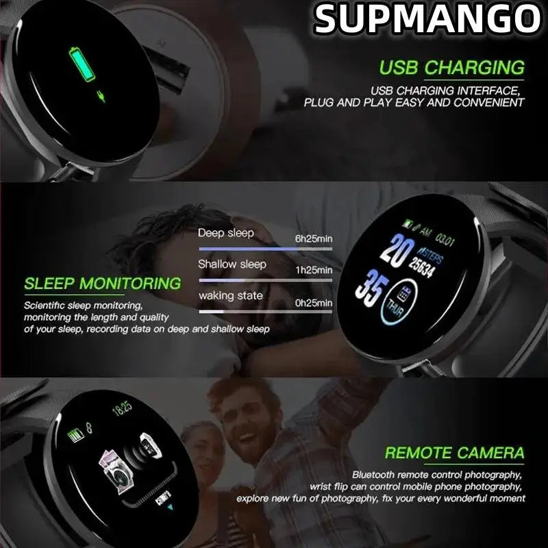 Smart Watch SupMango- Multifuncional, Contagem de Passos e Conectividade, Ideal para Homens e Mulheres, Compatível com Android