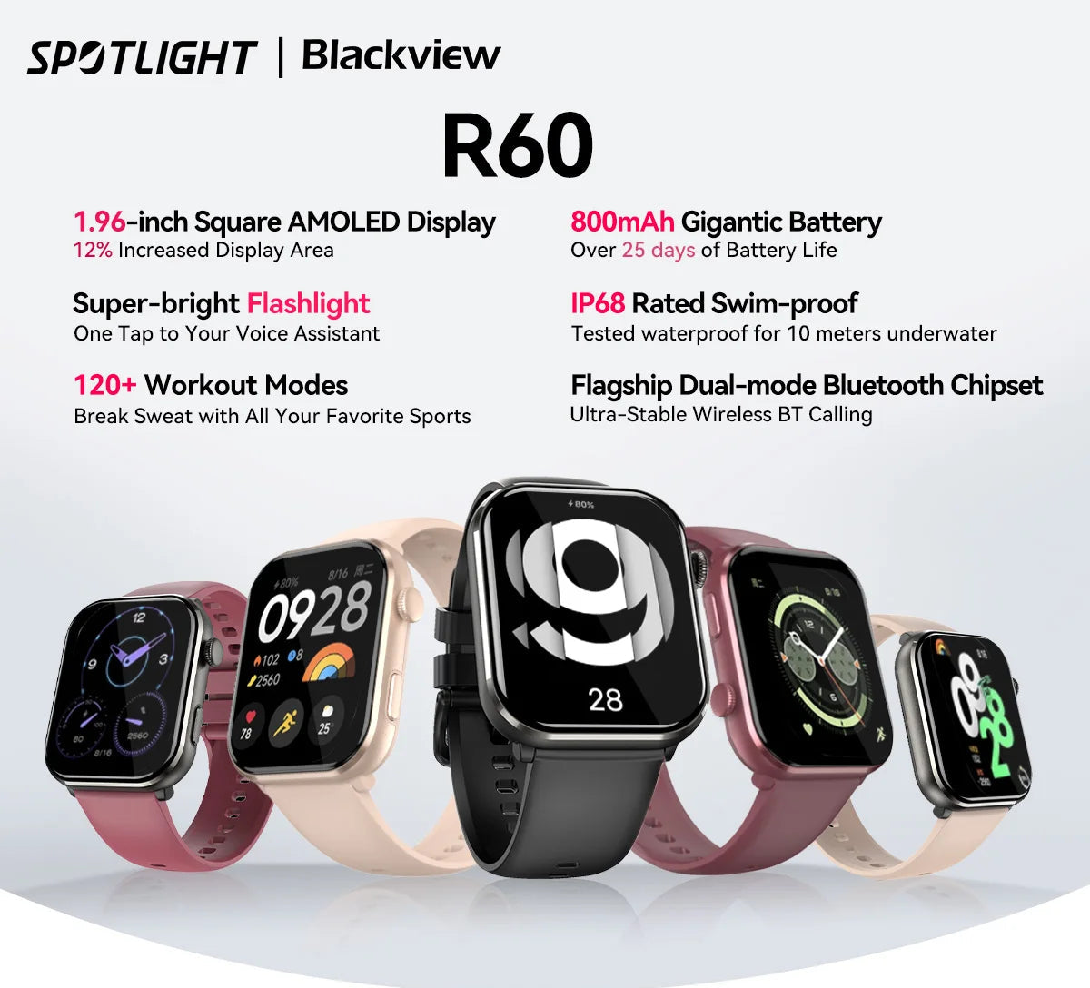 [Lançamento Mundial] Smartwatch Blackview R60 1.96'' AMOLED