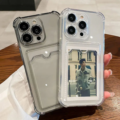 Capa Transparente com Slot para Cartão e Suporte para iPhone