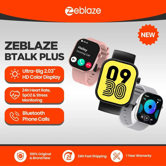 Novo Zeblaze Btalk Plus Smartwatch com Chamadas por Voz, Display Colorido HD de 2.03'', Monitoramento de Saúde e Fitness, Relógio Inteligente para Homens e Mulheres