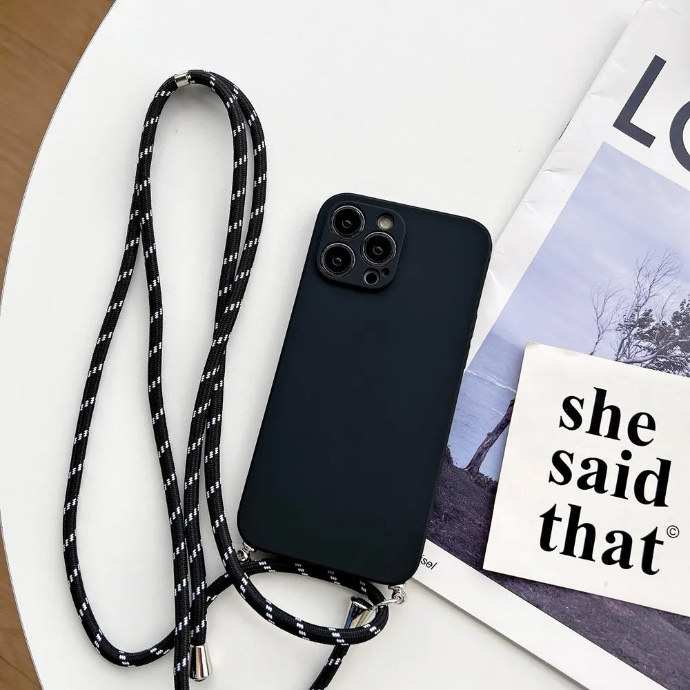 Capa Silicone Crossbody com Cordão para iPhone