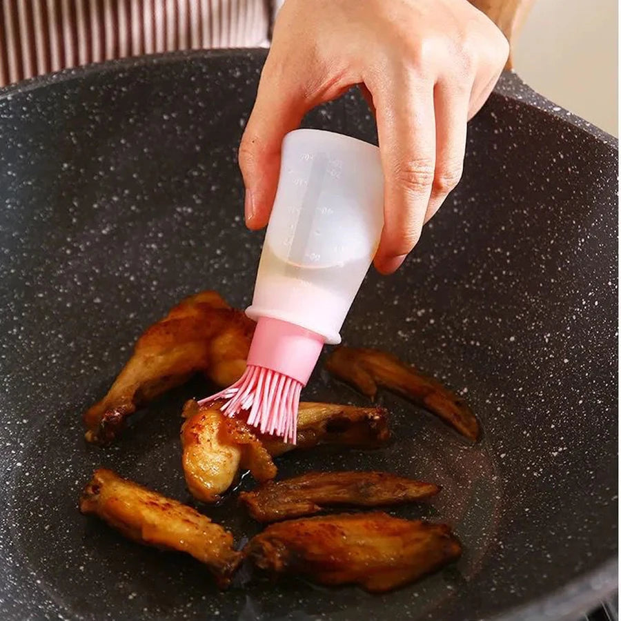 Escova de silicone com recipiente para cozinha