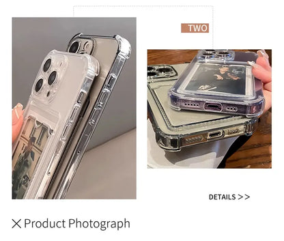 Capa Transparente com Slot para Cartão e Suporte para iPhone