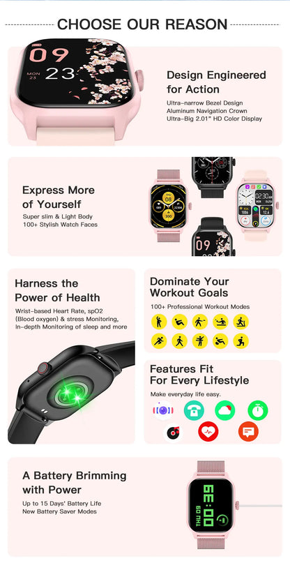 LEMF0 LT10 Smartwatch 2024 - Relógio Inteligente Android com Chamadas Bluetooth, Discagem por Toque, Música, Fitness Tracker e Monitoramento de Atividades Esportivas