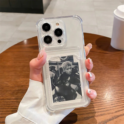 Capa Transparente com Slot para Cartão e Suporte para iPhone