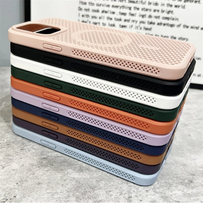 Capa Magnética para iPhone 16, 15, 14, 13, 12, 11 Pro Max com Rede de Dissipação de Calor para Carregamento Sem Fio Magsafe - Capa Respirável