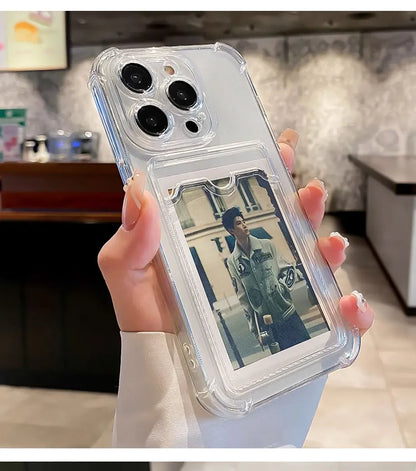 Capa Transparente com Slot para Cartão e Suporte para iPhone