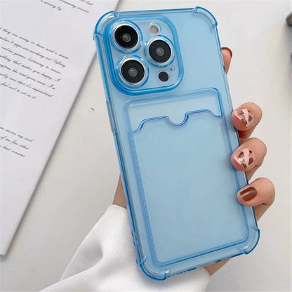 Capa Transparente com Slot para Cartão e Suporte para iPhone