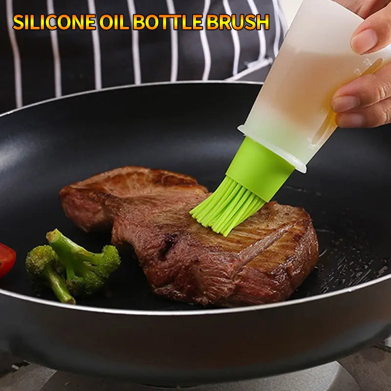 Escova de silicone com recipiente para cozinha