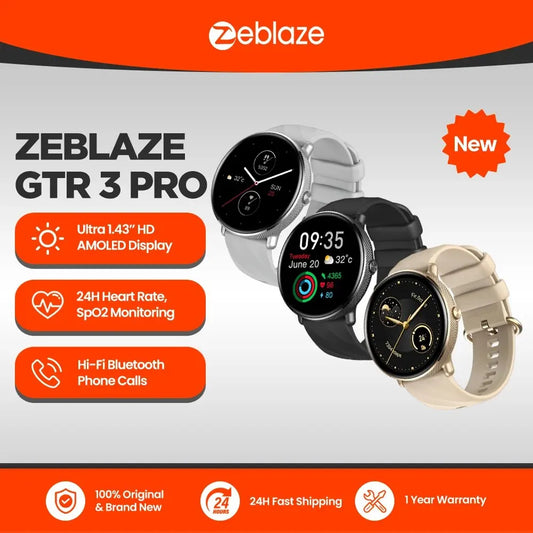 Zeblaze GTR 3 Pro Smartwatch com Chamada por Voz, Display AMOLED de 1,43"